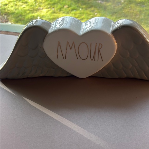 RAE Dunn Amour White Heart with Wings Decor - Picture 1 of 5